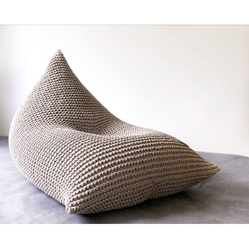 Knitted Bean Bag | Beige | R2g-All Products, SHOP, bean bags, soft furniture-Zuri House-FILLED 80 x 100 x 80cm / 32'' x 40'' x 32''-Yes Bebe