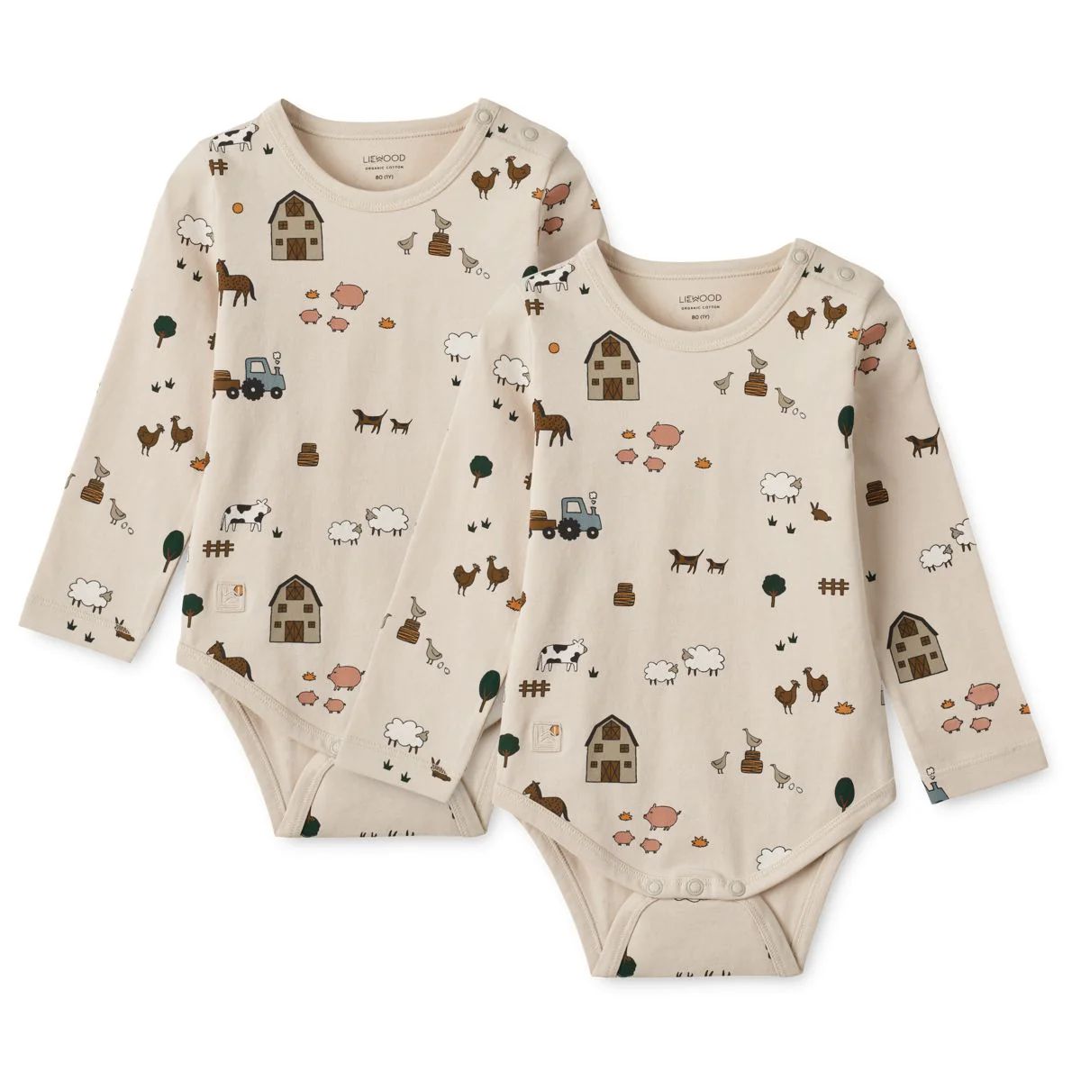 Yanni Longsleeve Bodysuits 2-Pack - Farm/Sandy Mix