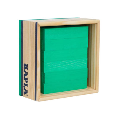 Kapla 40 Coloured Wooden Construction Blocks in a Square Box - Light Green