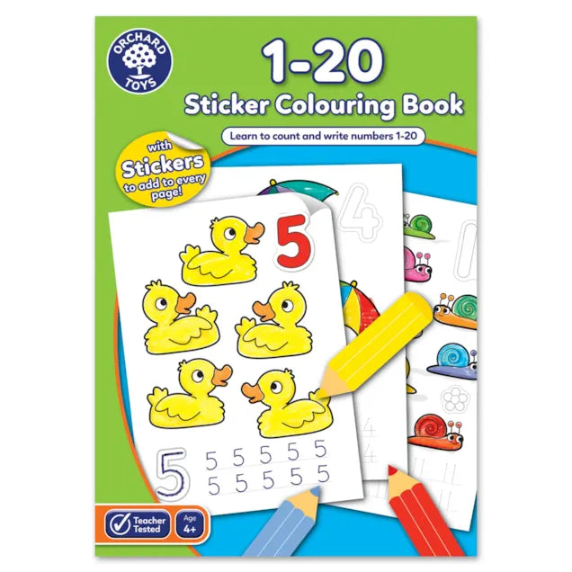 1 to 20 Sticker Colouring Book