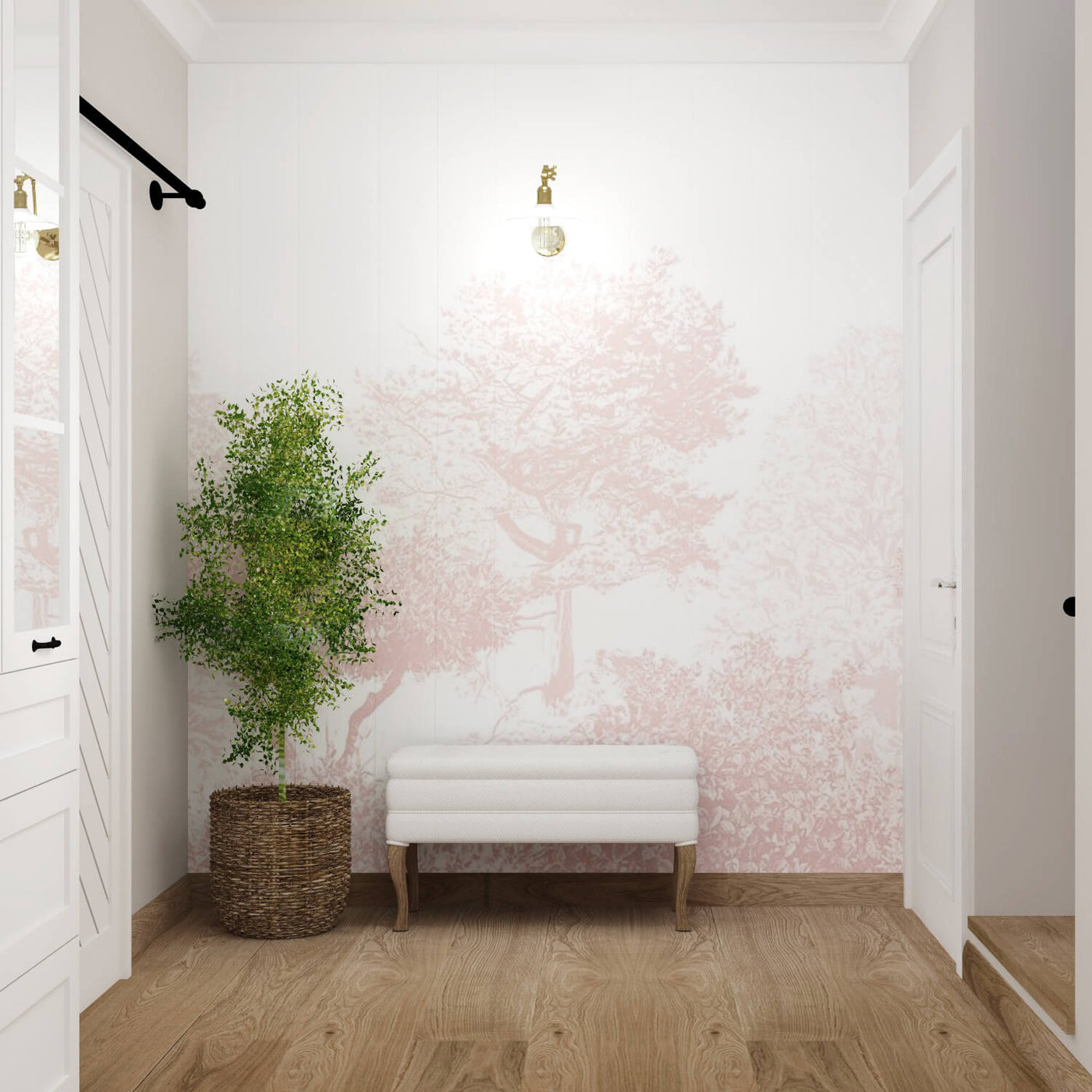 Classic Hua Trees Mural Wallpaper - Pink