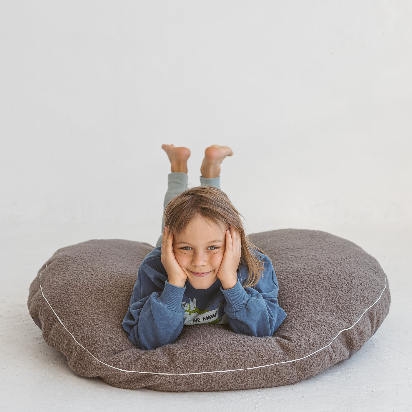 Minicamp Boucle Fabric Kids Floor Cushion In Grey-Floor pillow-minicamp-Yes Bebe