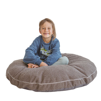 Minicamp Boucle Fabric Kids Floor Cushion In Grey-Floor pillow-minicamp-Yes Bebe