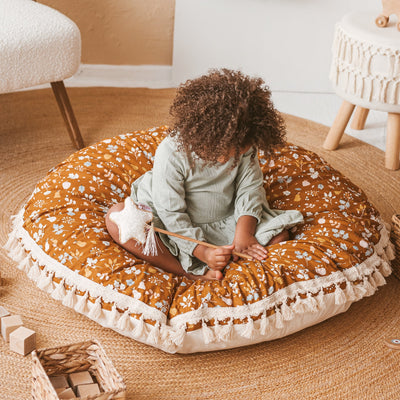 Minicamp Kids Floor Cushion Seating Pouffe In Plant Pattern-Floor pillow-minicamp-Yes Bebe