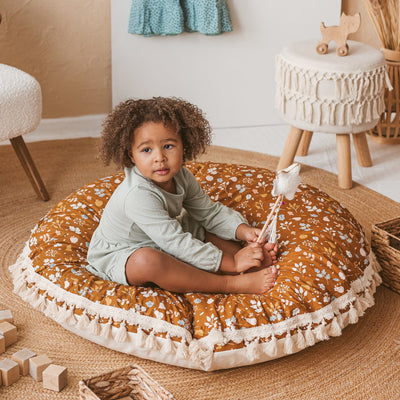 Minicamp Kids Floor Cushion Seating Pouffe In Plant Pattern-Floor pillow-minicamp-Yes Bebe