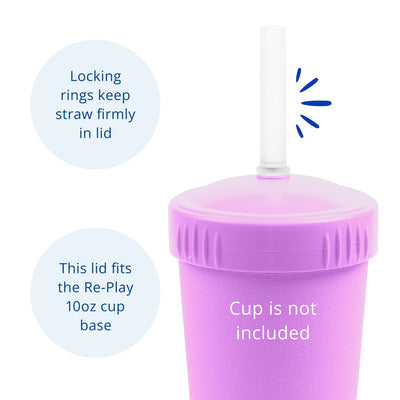 Recycled Cup Lid & Straw Set - Purple