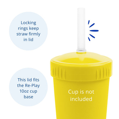 Recycled Cup Lid & Straw Set - Yellow