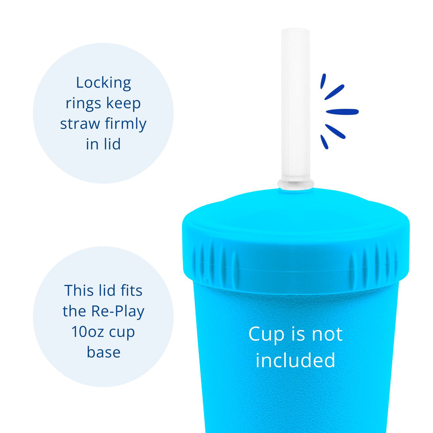 Recycled Cup Lid & Straw Set - Sky Blue