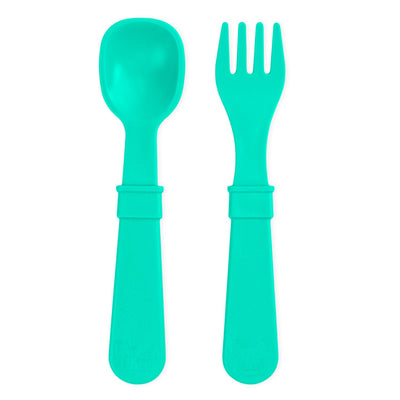 Recycled Fork and Spoon - Aqua