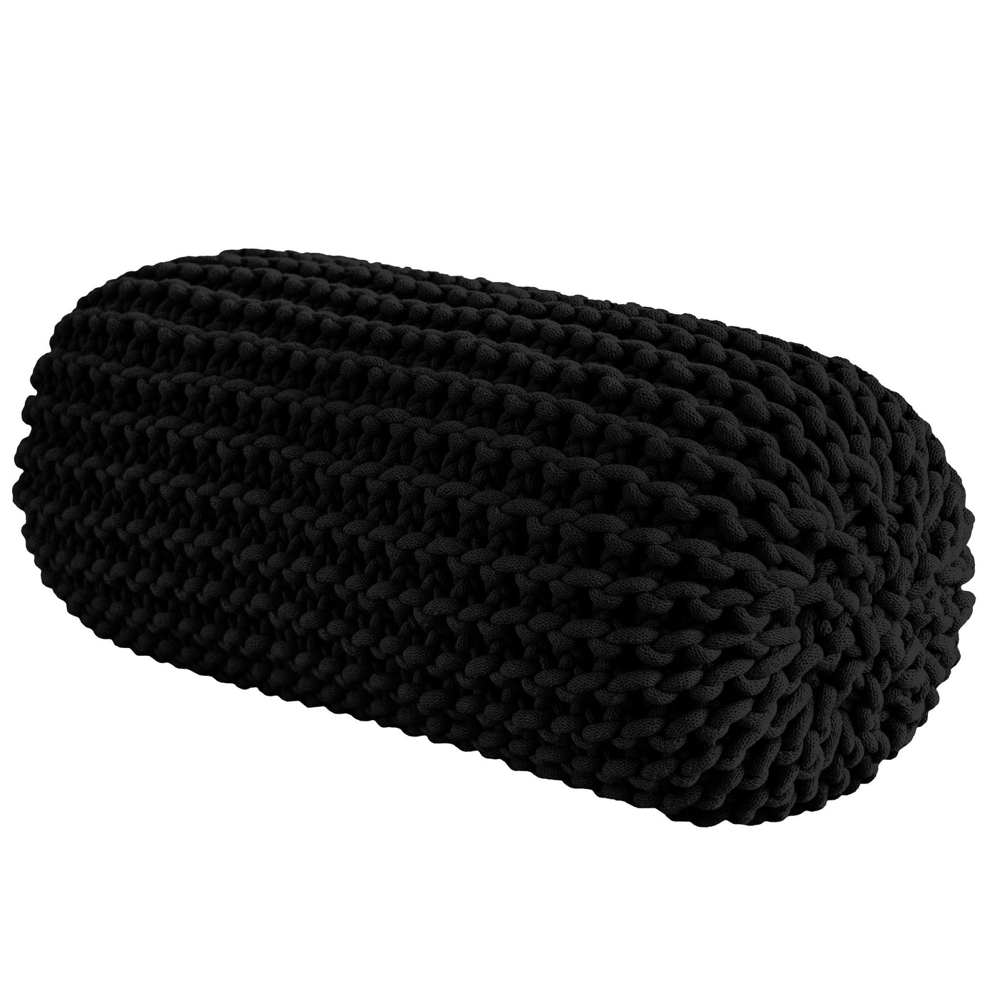 Chunky Knitted Bolster Footrest | Black-All Products, SHOP, new arrivals, bean bags, soft furniture-vendor-unknown-Yes Bebe
