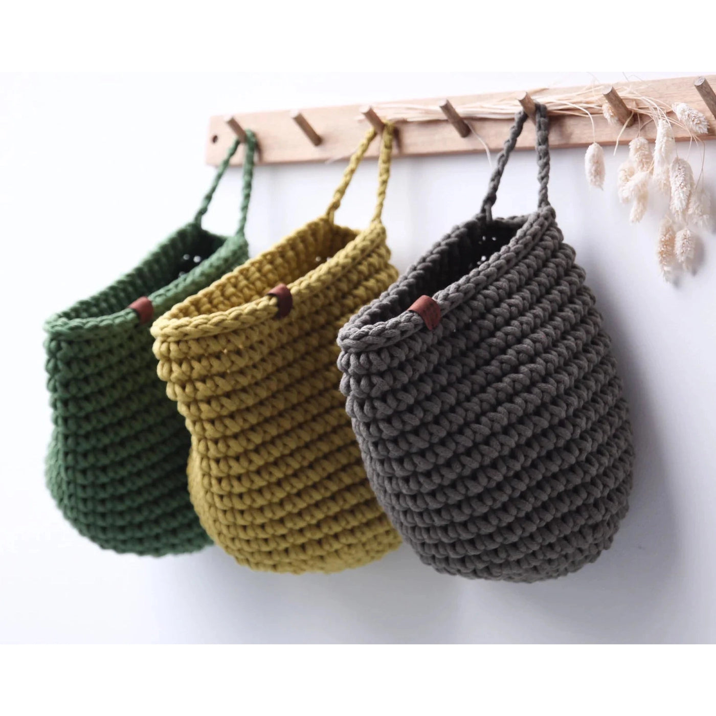 Crochet Hanging Bags | Olive Green-vendor-unknown-Yes Bebe