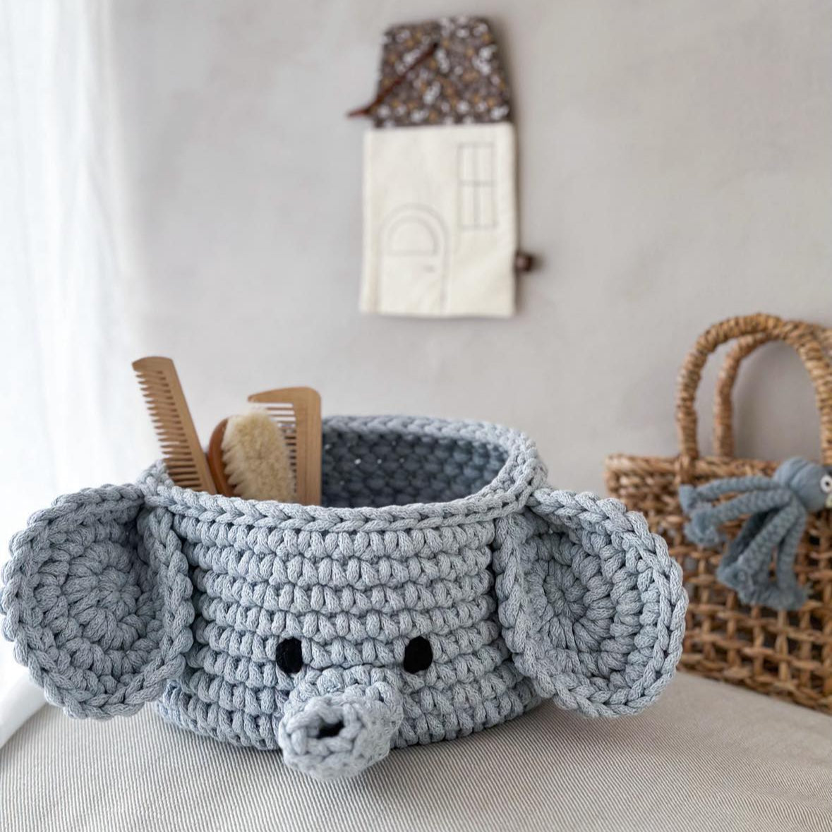 Elephant Basket | Oatmeal-All Products,Baskets,SHOP-vendor-unknown-Yes Bebe