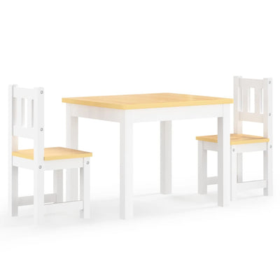 3 Piece Children Table and Chair Set White and Beige MDF-vidaXL-Yes Bebe