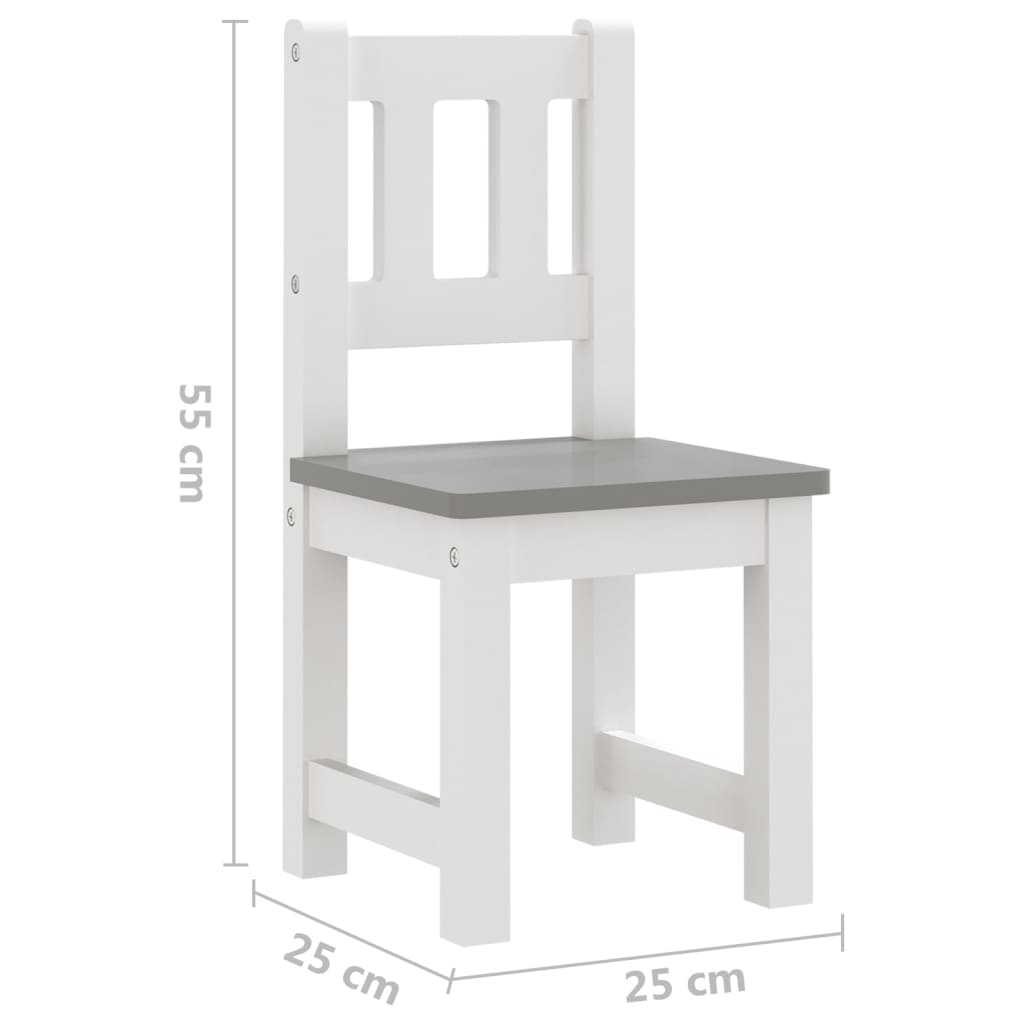 4 Piece Children Table and Chair Set White and Grey MDF-vidaXL-Yes Bebe