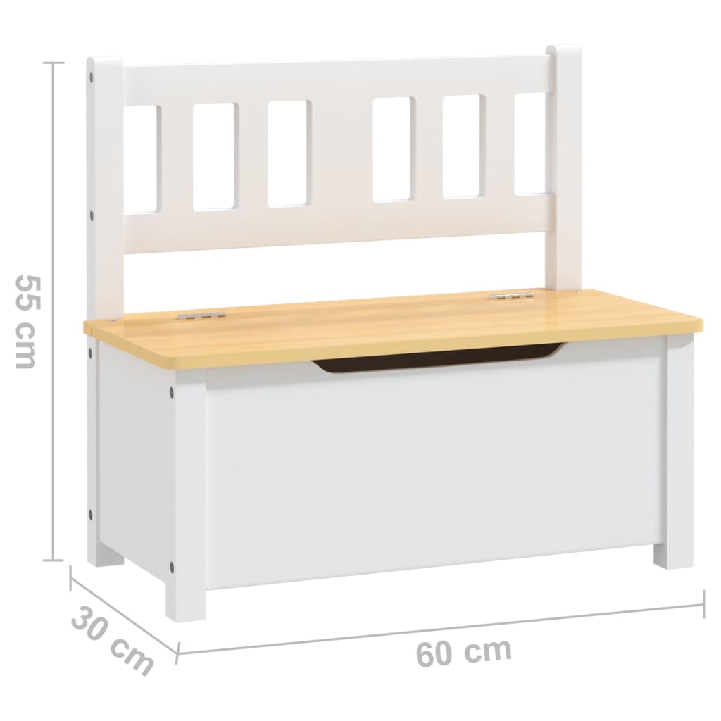 Children Storage Bench White and Beige 60x30x55 cm MDF-vidaXL-Yes Bebe