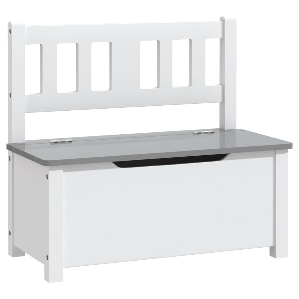Children Storage Bench White and Grey 60x30x55 cm