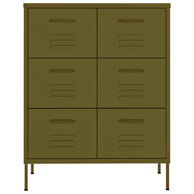Drawer Cabinet Olive Green 80x35x101.5 cm Steel-vidaXL-Yes Bebe