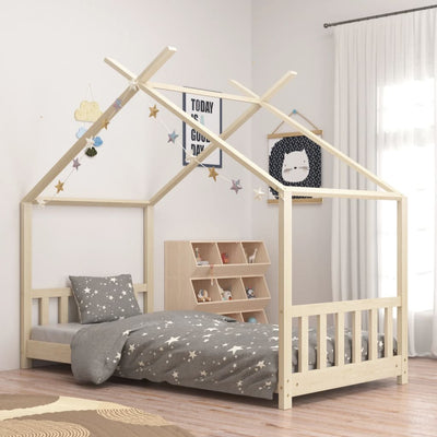 Kids Bed Frame Solid Pine Wood-Beds & Bed Frames-vidaXL-Yes Bebe