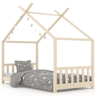 Kids Bed Frame Solid Pine Wood-Beds & Bed Frames-vidaXL-Natural-70 x 140 cm-Yes Bebe
