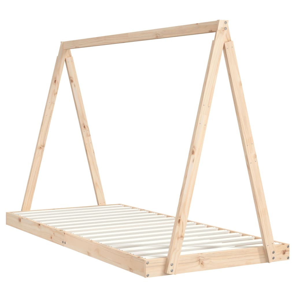 Kids Solid Wood Pine Bed Frame-Beds & Bed Frames-vidaXL-90 x 200 cm-Natural-Yes Bebe