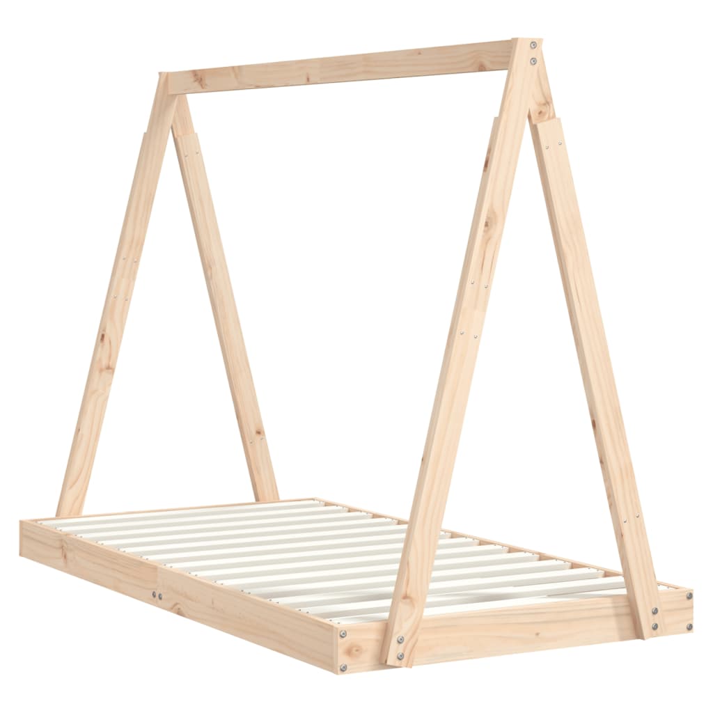 Kids Solid Wood Pine Bed Frame-Beds & Bed Frames-vidaXL-80 x 160 cm-Natural-Yes Bebe