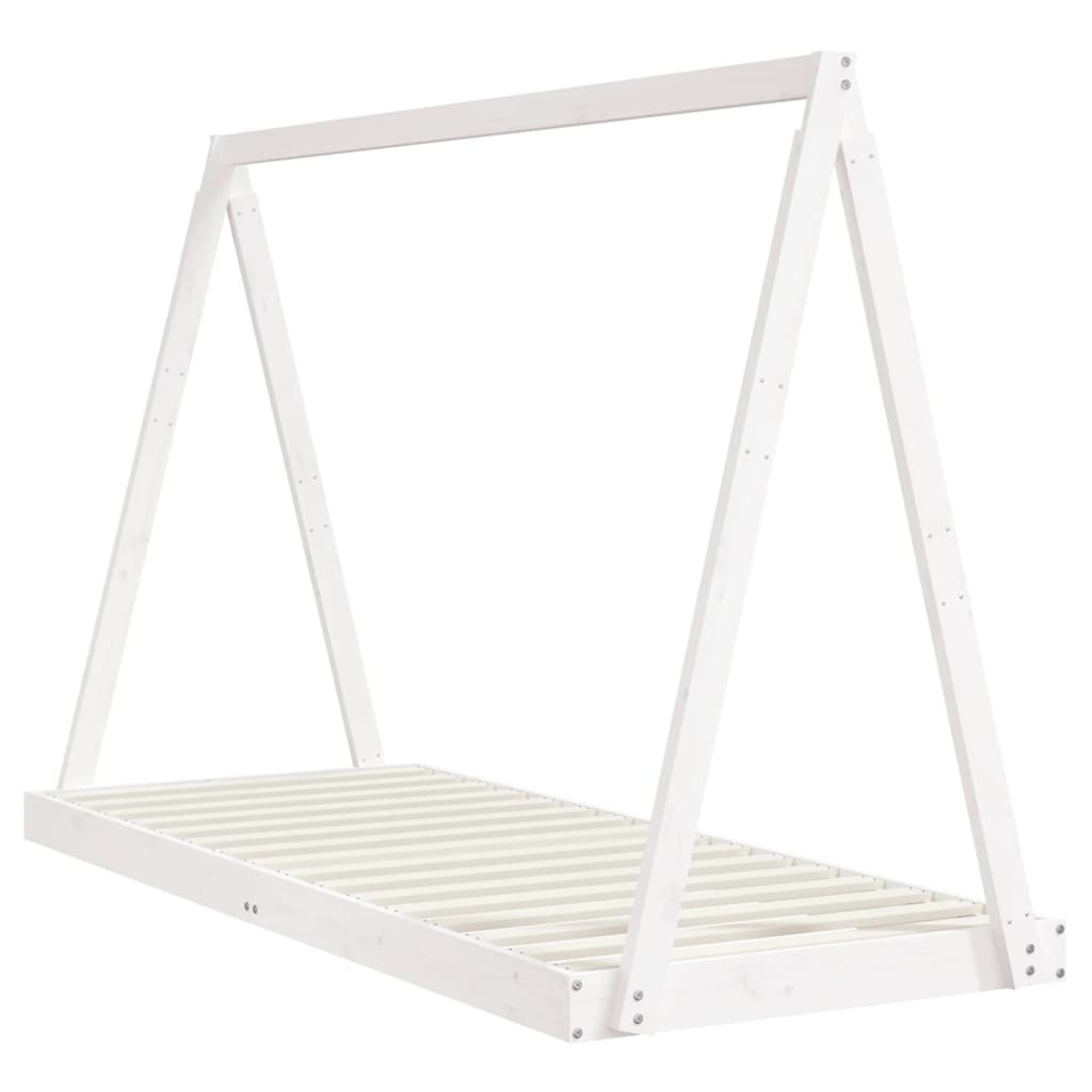 Kids Solid Wood Pine Bed Frame-Beds & Bed Frames-vidaXL-80 x 200 cm-White-Yes Bebe