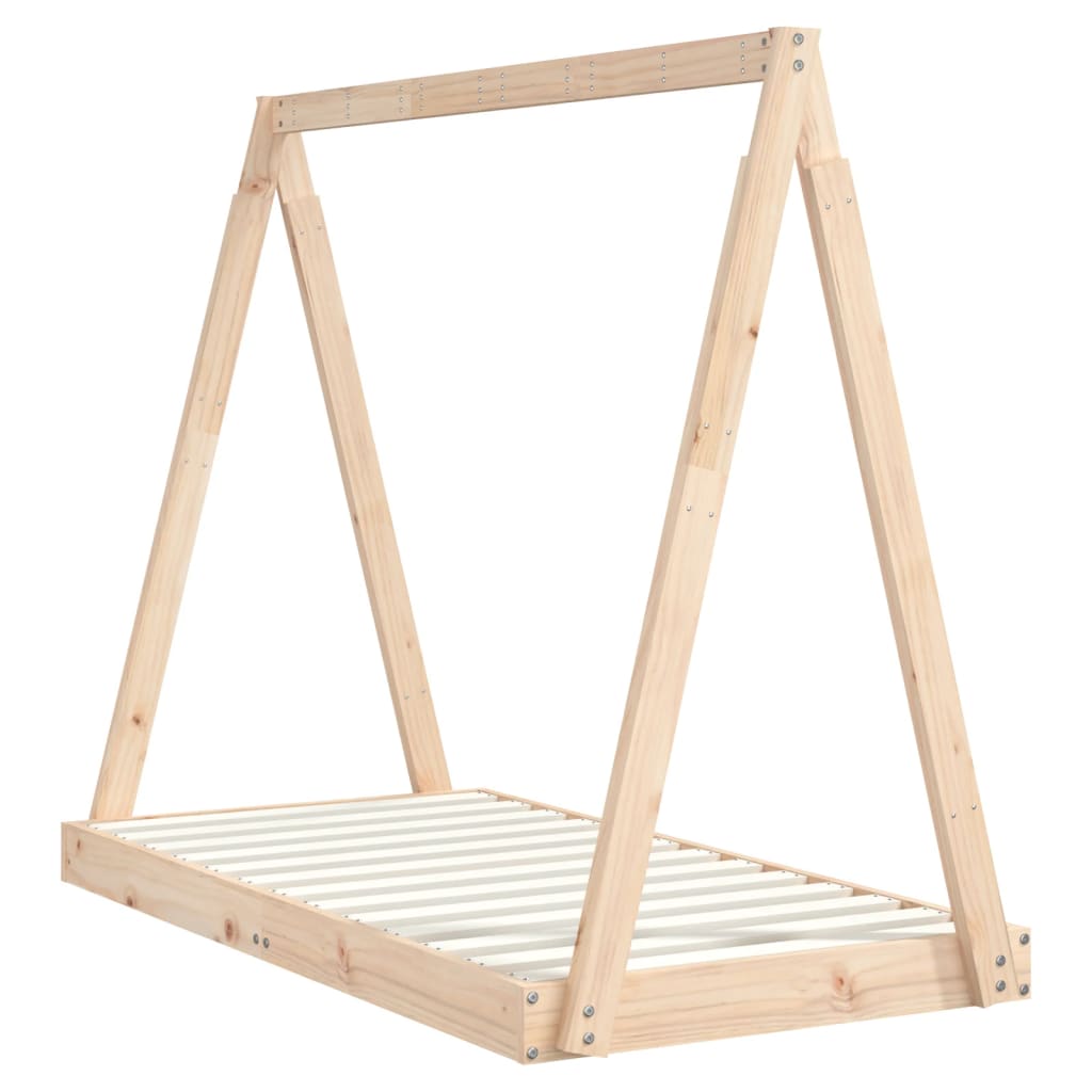 Kids Solid Wood Pine Bed Frame-Beds & Bed Frames-vidaXL-70 x 140 cm-Natural-Yes Bebe