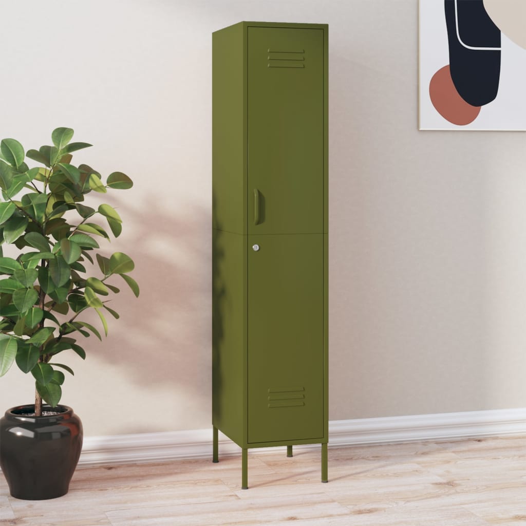 Locker Cabinet Olive Green 35x46x180 cm Steel-vidaXL-Yes Bebe