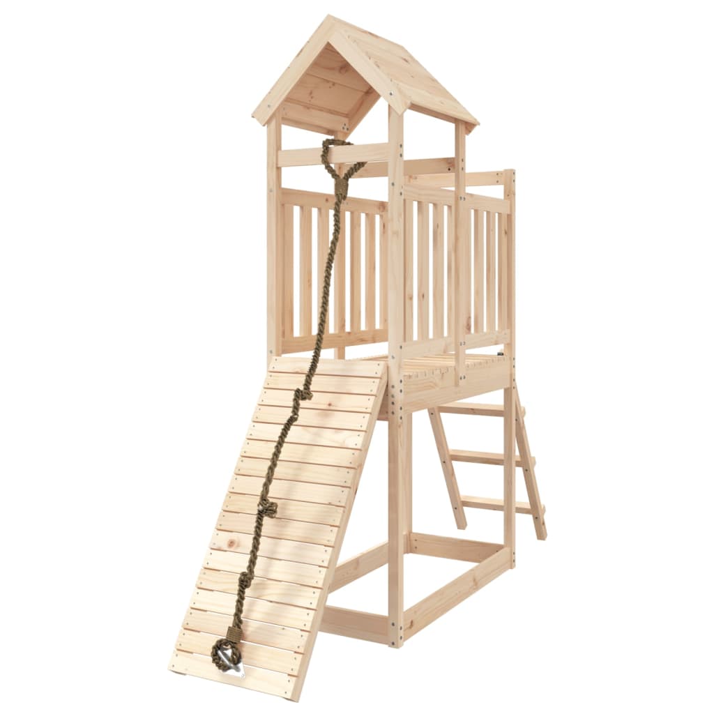 Playhouse with Climbing Wall Solid Wood Pine-vidaXL-Yes Bebe