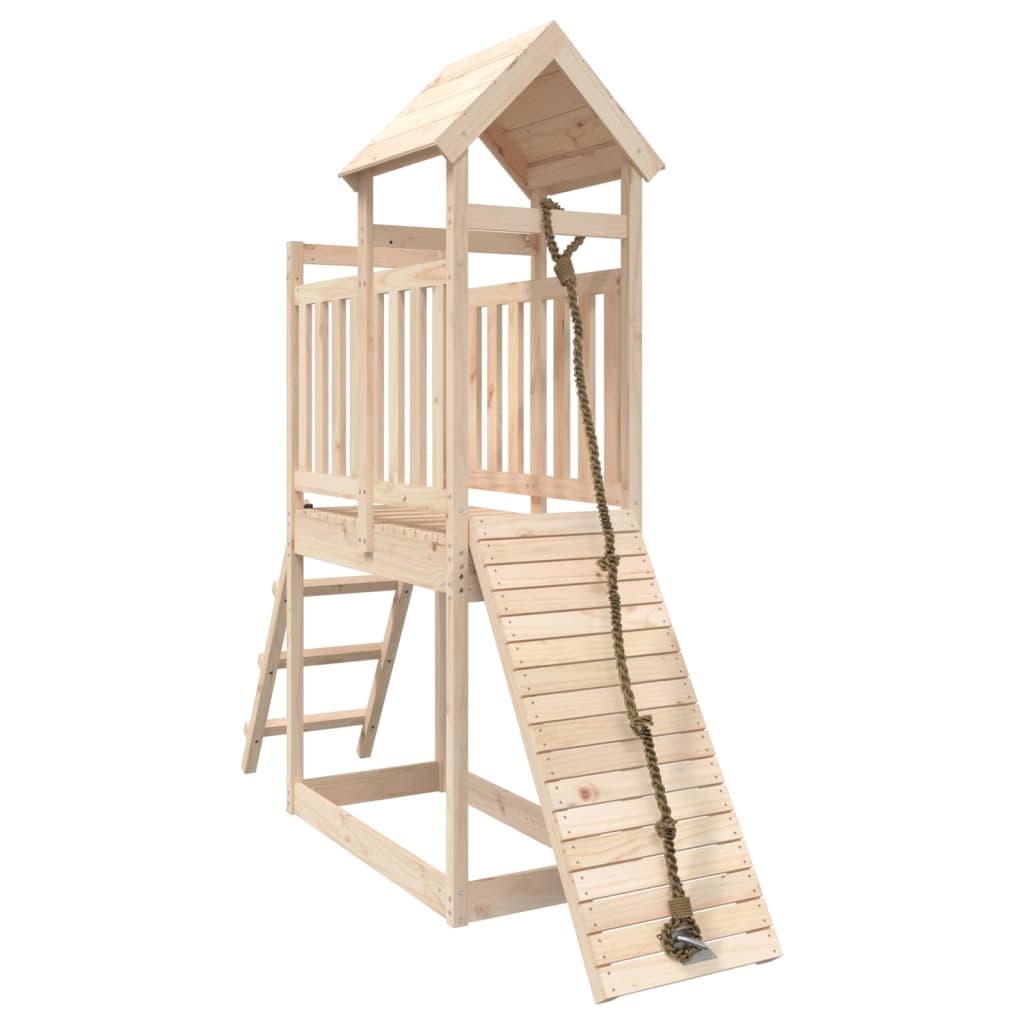 Playhouse with Climbing Wall Solid Wood Pine-vidaXL-Yes Bebe