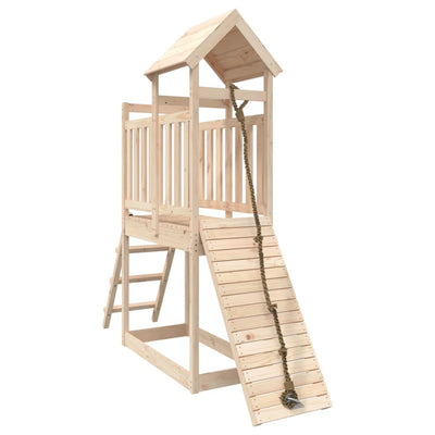 Playhouse with Climbing Wall Solid Wood Pine-vidaXL-Yes Bebe