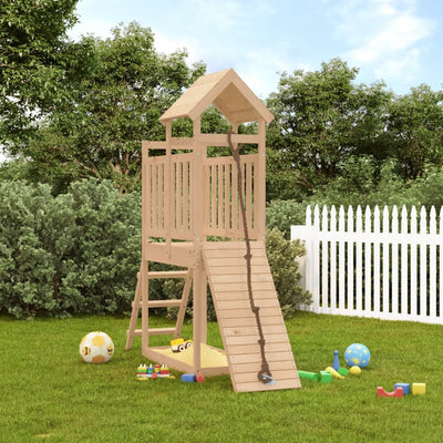 Playhouse with Climbing Wall Solid Wood Pine-vidaXL-Yes Bebe