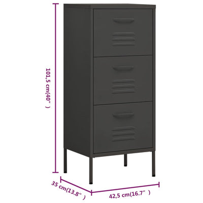 Storage Cabinet Anthracite 42.5x35x101.5 cm Steel-vidaXL-Yes Bebe
