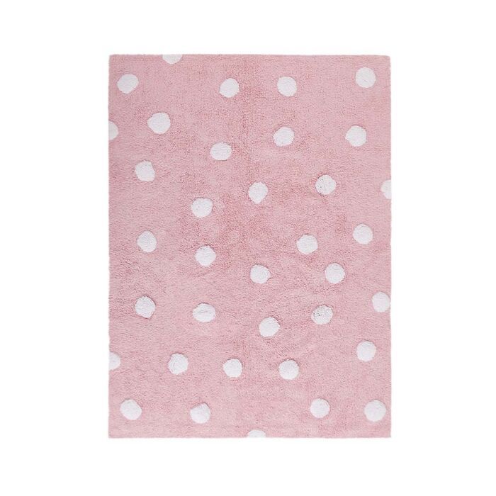 Washable Rug Polka Dots - Pink/White