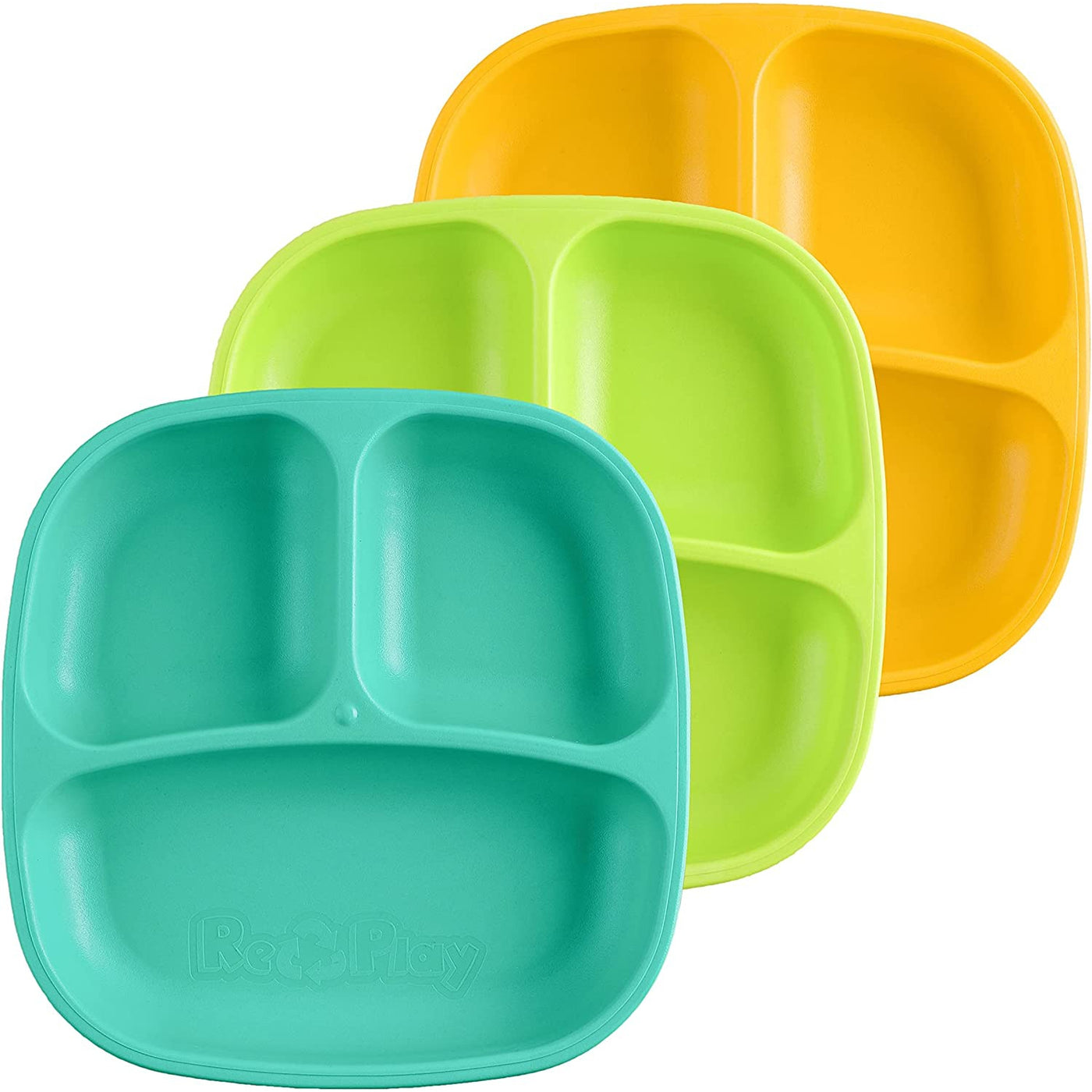 Re-Play Recycled Divided Plates 3 Pack - Aqua