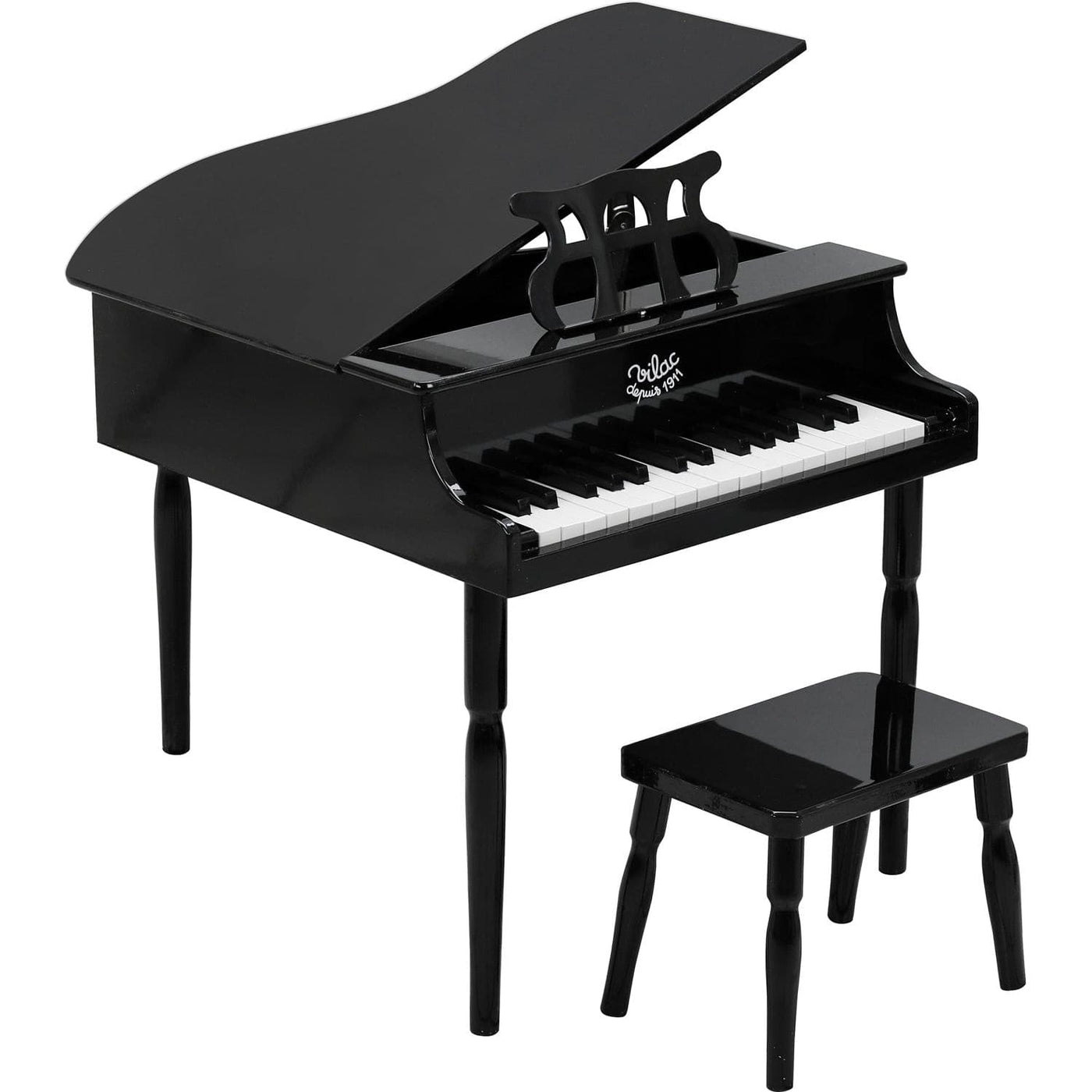 Black Grand Piano And Stool-Vilac-Yes Bebe