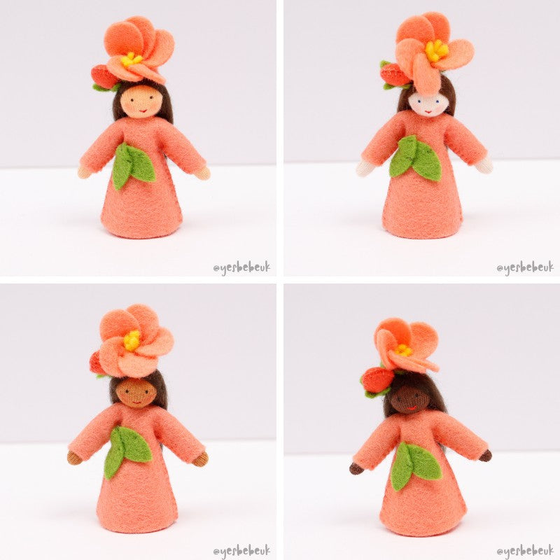 Camellia Japonica Girl Doll with Flower on Head
