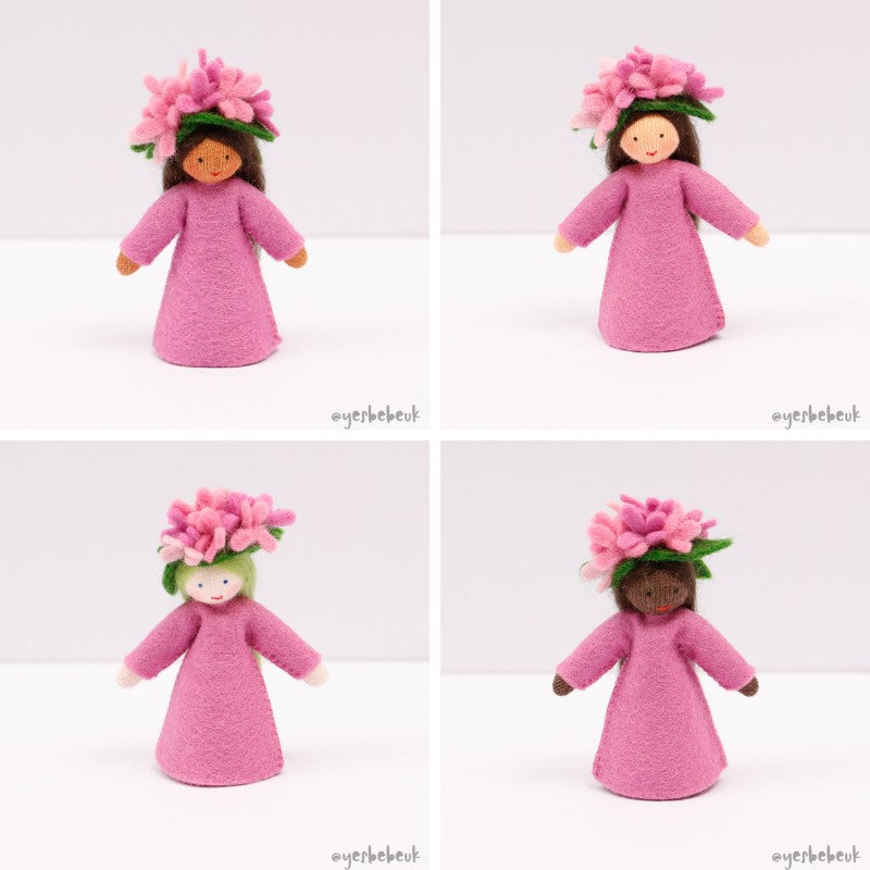 Lilac Girl Doll with Flower on Head