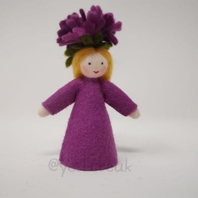 Michaelmas Daisy Girl Doll with Flower on Head