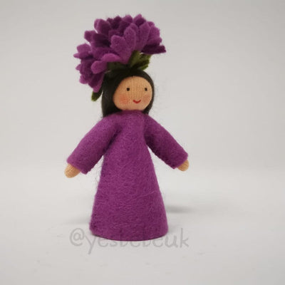 Michaelmas Daisy Girl Doll with Flower on Head