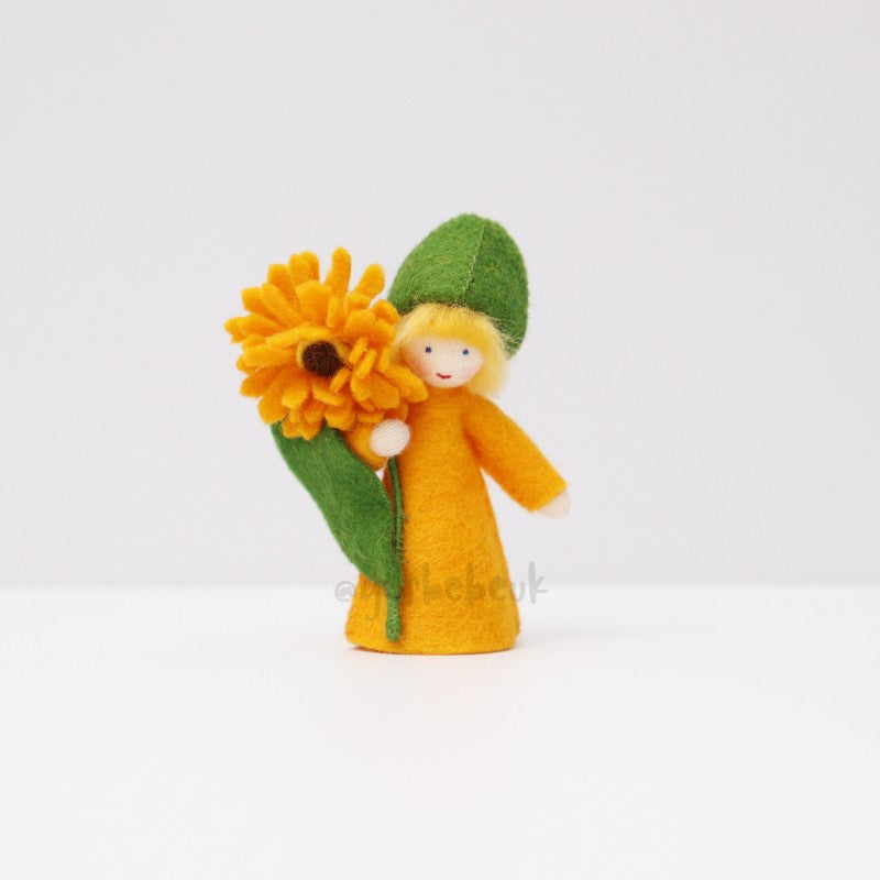 Orange Calendula Girl with Flower in Hand - Fair Skin
