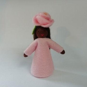 Pink Rose Doll with Flower on Head