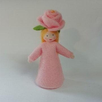 Pink Rose Doll with Flower on Head