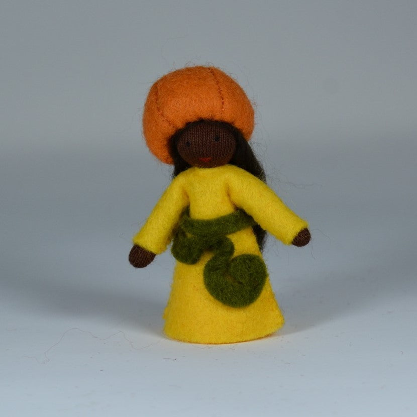 Pumpkin Doll with Flower on Head - Dark Skin