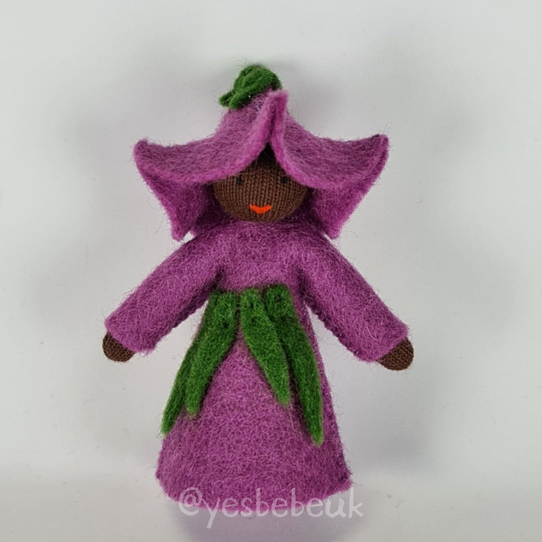 Purple Morning Glory Doll with Flower on Head