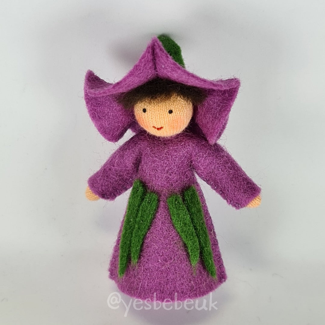 Purple Morning Glory Doll with Flower on Head