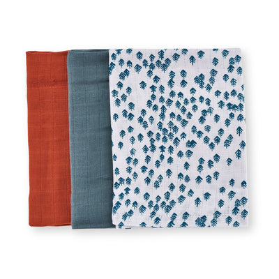 Organic Baby Muslin Squares Set of 3 - Nordic Forest