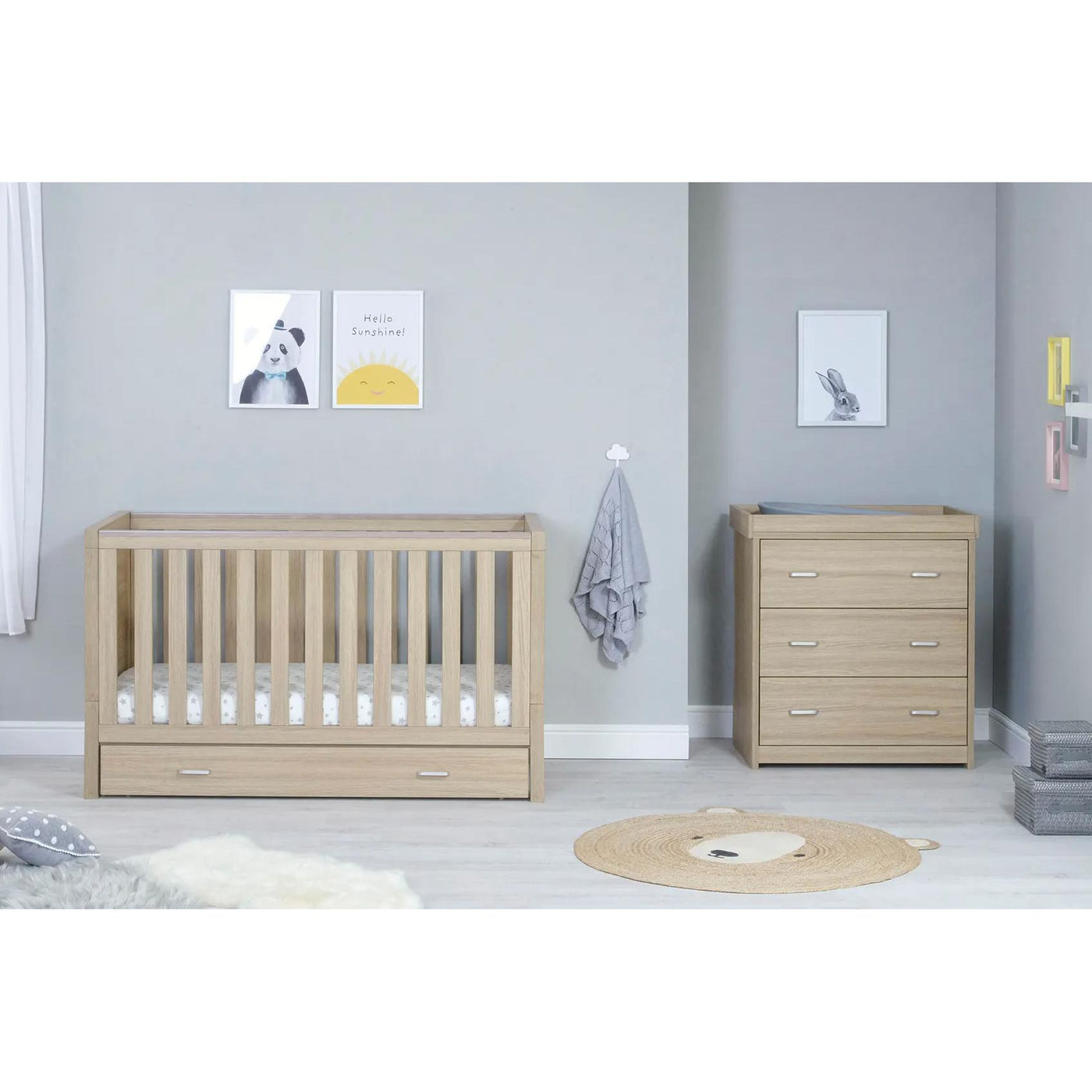 Luno 2 Piece Room Set with Drawer - Oak