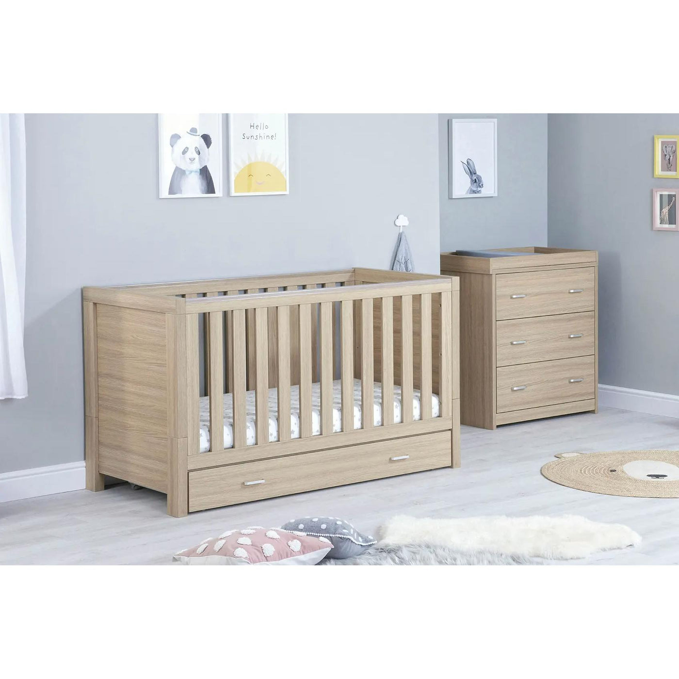 Luno 2 Piece Room Set with Drawer - Oak
