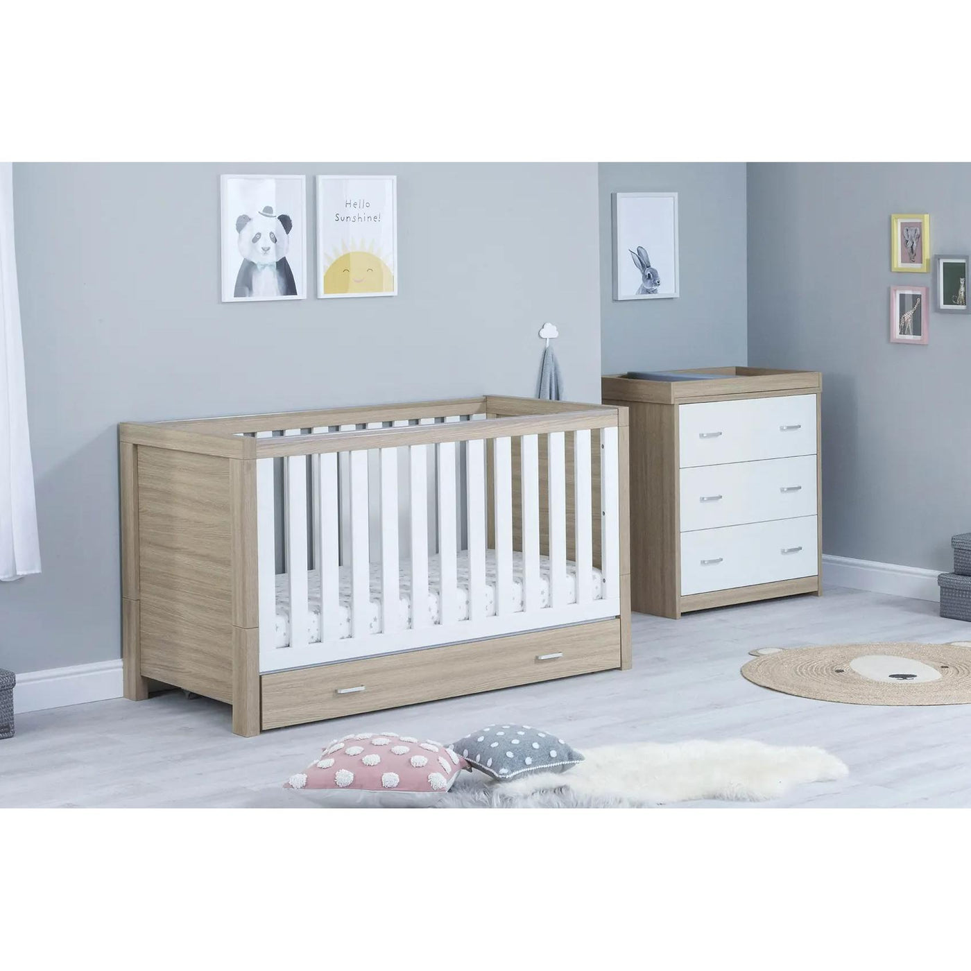 Luno 2 Piece Room Set with Drawer - Oak White